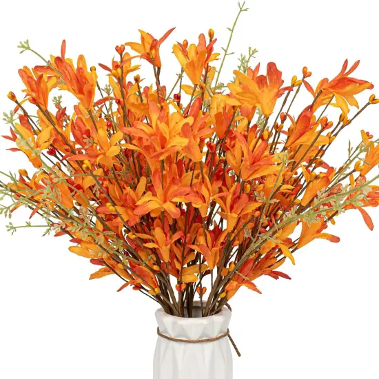 12 Pack Artificial Fall Flowers Orange Floral Picks {1}