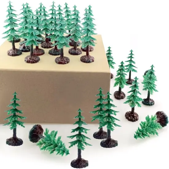 30 PCS Miniature Trees Miniature Christmas Tree Figurines for Crafts Plastic Trees Scenery Landscape Model Pine Tree Diorama Trees {5}