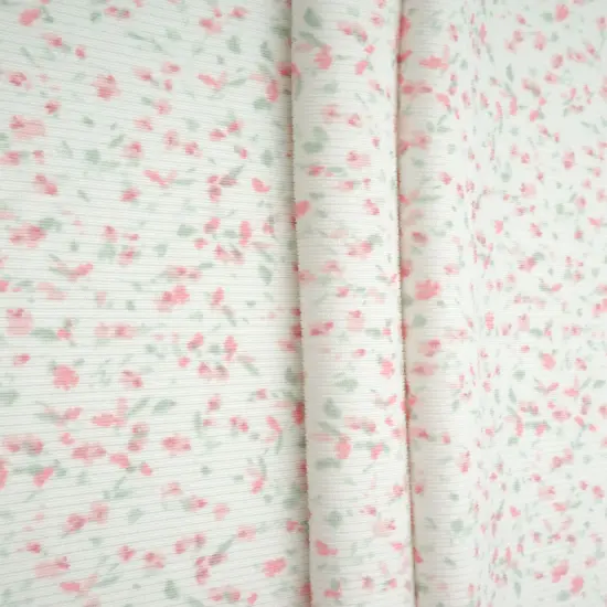 1 Yard Cotton Feel 2x2 Rib Knit Fabric Ditsy Print 58/59 Inches Wide Soft Stretch ROSE {2}