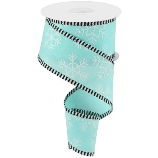 2.5" Snowflake Thin Stripe Edge Ribbon: Ice Blue (10 Yards) {1}