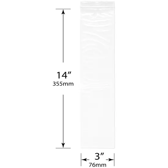 Plymor 3" x 14", 2 Mil Zipper Reclosable Plastic Bags {3}