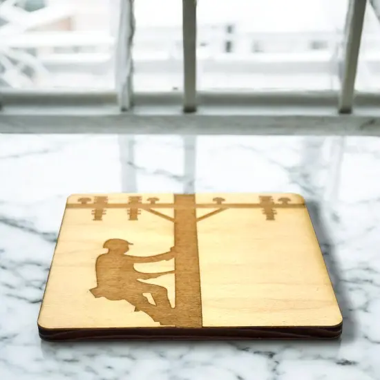 Lineman Coasters Set of 2 - Raw Wood {5}