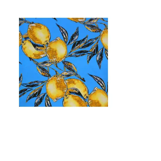 Vintage Lemons on Blue Ground Printed Spandex Fabric {4}