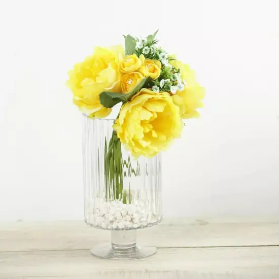 Clear 9" Glass Vases Ribbed Design Wedding Party Centerpieces Supplies {1}