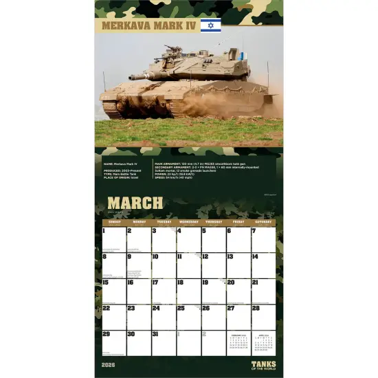 Tanks of the World | 2026 12 x 24 Inch (Hanging) Monthly Square Wall Calendar | Plastic-Free {3}