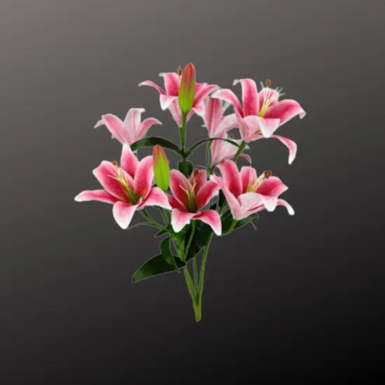 21" Artificial Hot Pink Lily Bush &ndash; 9 Head Faux Stargazer Lilies for DIY Floral Arrangements-35148HTPK {2}