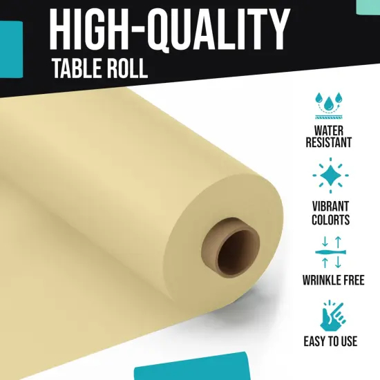 Exquisite Plastic Table Cover Roll &ndash; 40" x 100' Disposable Tablecloth Roll &ndash; Premium Thick 0.5 MIL Plastic Banquet Roll &ndash; Party Table Cover Roll for Events & Catering Light Yellow {4}