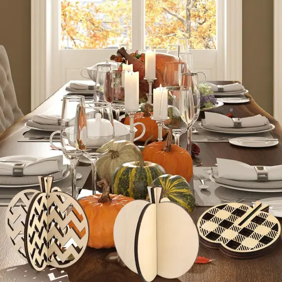 36 Pcs Fall Crafts Set 24 Wooden Pumpkin Cutouts {3}