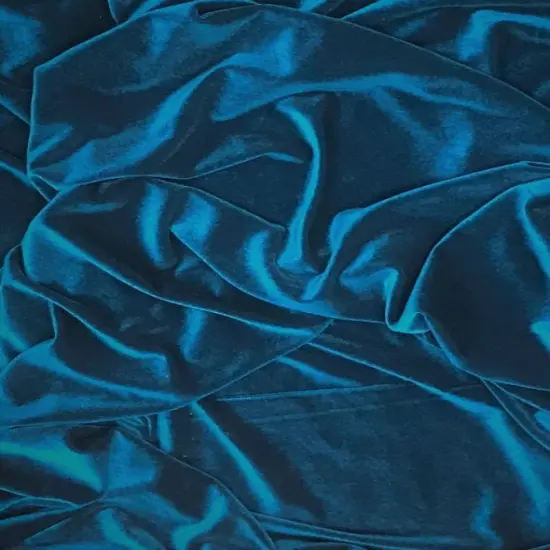1 Yard Peacock Blue Stretch Velvet Fabric with Silky Texture and Flowing Drape for Sewing Projects 58/60 Inch Wide {4}