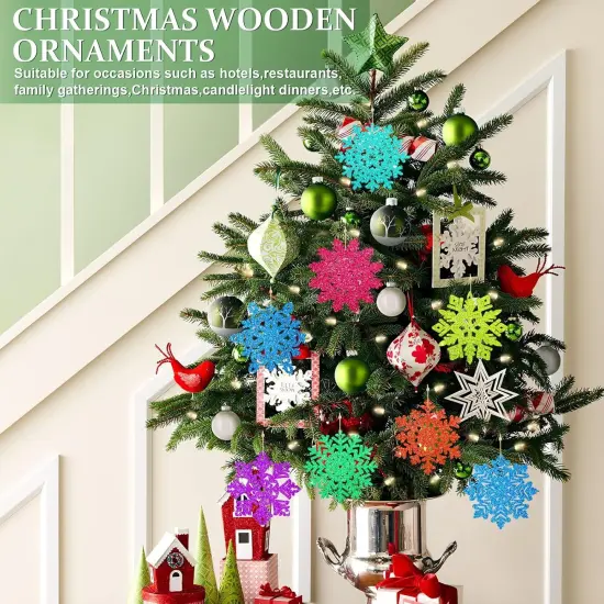 36PCS-Wooden Christmas Snowflake Ornaments to Paint Christmas Decoration {4}