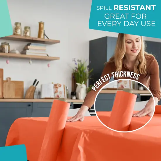 Exquisite Plastic Table Cover Roll &ndash; 40" x 100' Disposable Tablecloth Roll &ndash; Premium Thick 0.5 MIL Plastic Banquet Roll &ndash; Party Table Cover Roll for Events & Catering Orange {5}