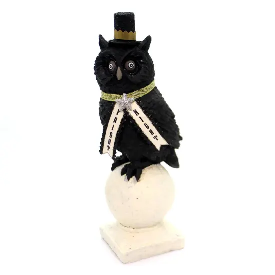 Heather Myers 9.5 Inch Sir Owloween Halloween Figurine , Lightweight Halloween Decor Fright Night Owl Black {1}