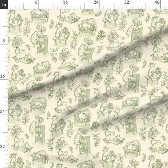 Various Fabrics by the Yard or Fat Quarter Toile Farmhouse Pet Cottagecore Plants De Jouy Custom Printed Fabric by Spoonflower {1}