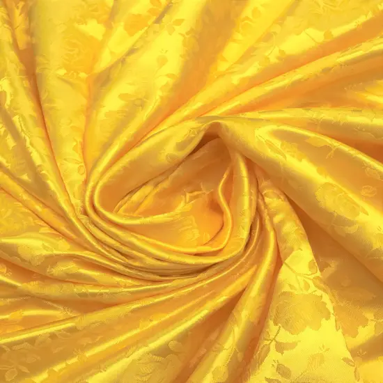 1 Yard Yellow Jacquard Satin Fabric Reversible Material for Table Overlays Curtains Garments 58/60 Inches Width {2}