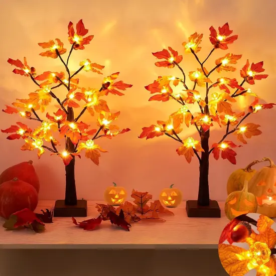 24 Inch Artificial Fall Lighted Maple Tree Decor {1}
