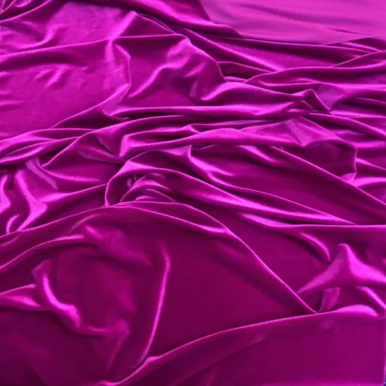 1 Yard Magenta Stretch Velvet Fabric with Plush Texture and Elegant Drape 58/60 Inch Width {2}