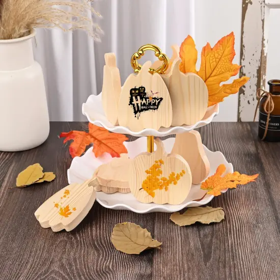 9 Pieces Fall Pumpkin Wooden Cutouts Thicken Thanksgiving Wood Signs（4 Inch） {4}