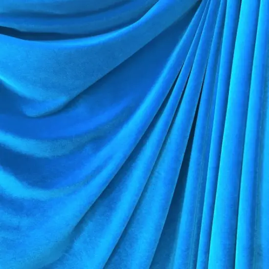 1 Yard Vibrant Turquoise Stretch Velour Fabric Silky Plush Feel with Graceful Weighted Drape 58/60 Inch Width {3}