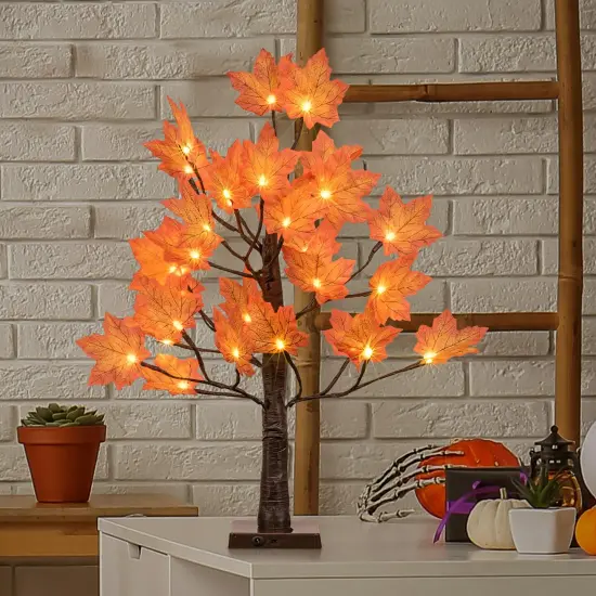 24IN Lighted Maple Tree for Fall Decorations, USB & Battery Operated with Timer Table Lights for Home Party Indoor Outdoor Thanksgiving Autumn Harvest Decor {4}