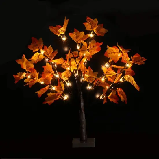 Artificial Fall Lighted Maple Tree 24 LED Thanksgiving Decorations {5}