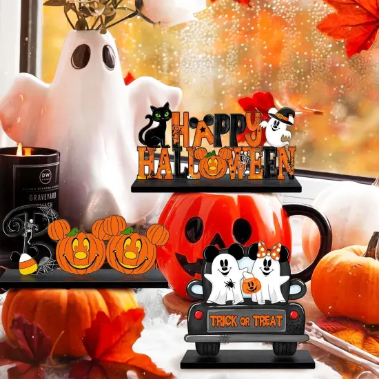 3 Pcs Halloween Mouse Shaped Cute Ghost Table Sign Decor {2}