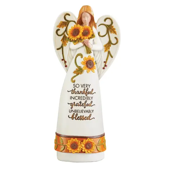 Collections Etc Hand-Painted Sentimental So Very Thankful Sunflower Angel Decoration {2}