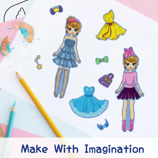 Wrapables Make a Face Stickers, Make Your Own Animal, Food, Dress-Up Stickers, DIY Craft Activities, Party Favors (24 Sheets), Princesses and Girls {3}