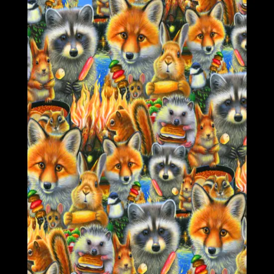 Animals Camp Cotton Fabric | By the Yard | Sewing and Crafting | 44 inches wide {1}