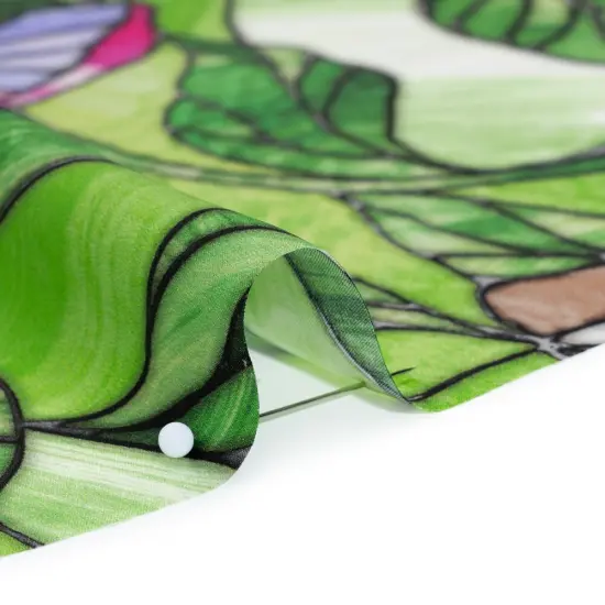 1 Yard Grass Green Hot Pink Lavender Stained Glass Silk Charmeuse 53 inch Width {2}