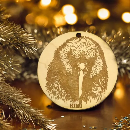Ornament - Kiwi Bird Raw Wood {2}