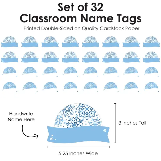 Big Dot of Happiness Winter Snowflakes - DIY Blank Paper Desk or Locker Labels - Classroom Name Tags - Set of 32 {4}