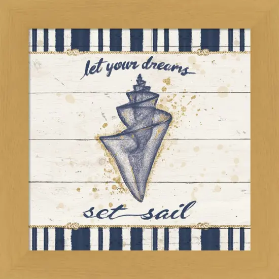 Calm Seas III Gold Rope Border by Janelle Penner 13" x 13" Framed Wall Art {1}