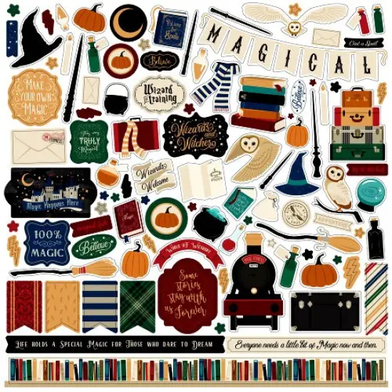 Echo Park Witches And Wizards 12 x 12 Cardstock Element Sticker Sheet {1}