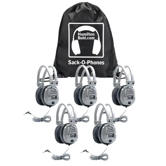 Sack-O-Phones, 5 SC7V Deluxe Headphones with Volume Control in a Carry Bag {1}