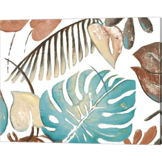 Teal and Tan Palms II by Patricia Pinto 20" x 16" Canvas Wall Art {1}