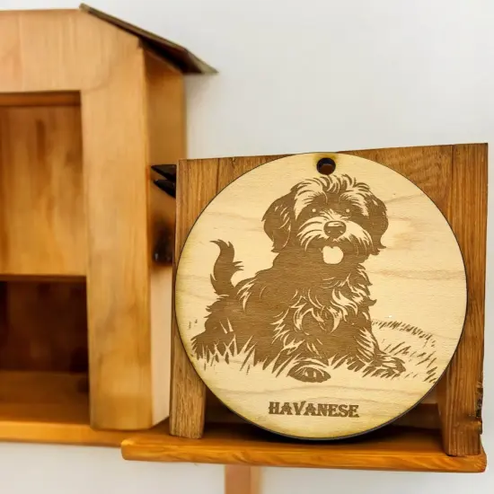 Ornament - Havanese Dog Raw Wood {3}