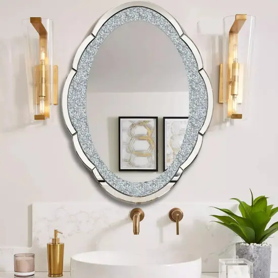 Contemporary Cloud-shape Accent Mirror Crush Diamond for Wall Bathroom Vanity {1}