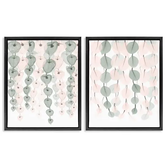 Stupell Industries Translucent Hanging Vines Foliage Framed Floater Canvas Wall Art Black Floater Frame {1}