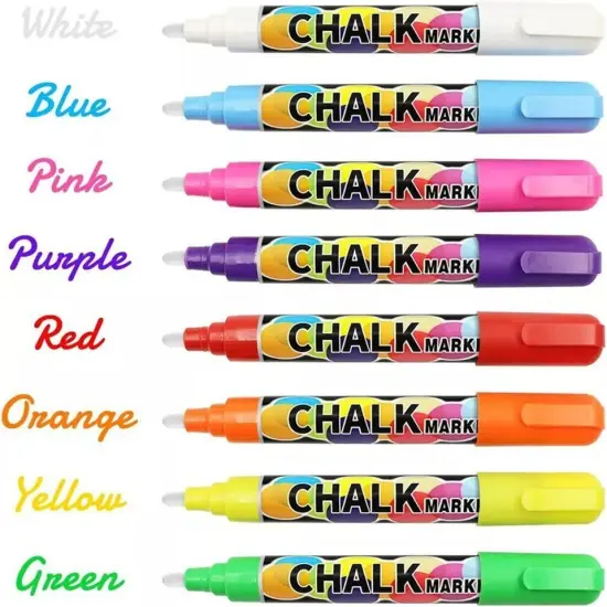 8Pack Liquid Chalk Markers Erasable Chalkboard Neon Pens for Signs Painting Card {3}