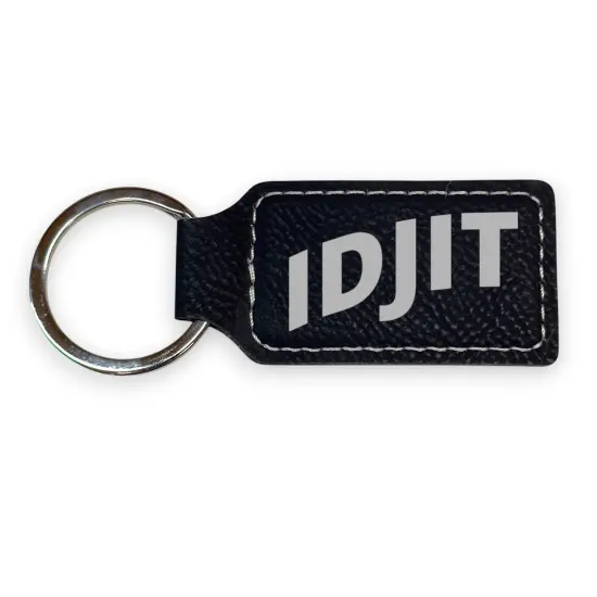 Keychain - Rectangle - Idjit - Leather Rawhide/Black {3}