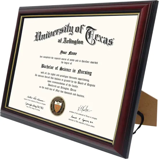 8.5x11 Certificate Diploma Frame ,Solid Wood & UV Protection Acrylic,Cherry Finish with Gold Trim {2}