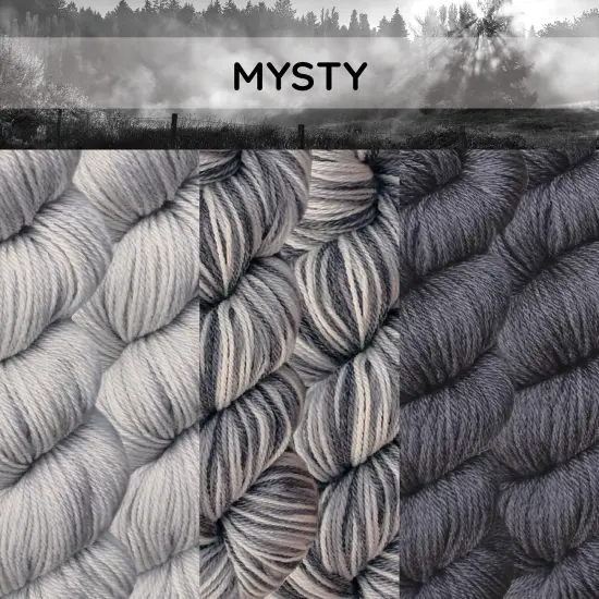 Slinky Malinky Superwash Merino Sock Yarn with Tencel - Silky & Strong. Pacific Northwest Hand Dyed. Fingering Weight #1. Mysty 4 pack {5}