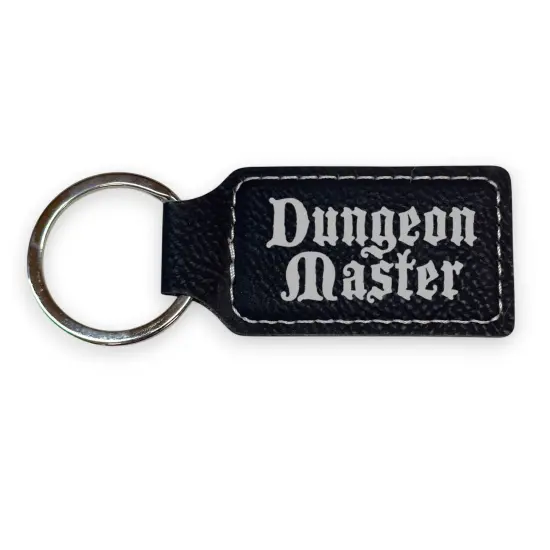 Keychain - Rectangle - Dungeon Master - Leather Rawhide/Black {4}