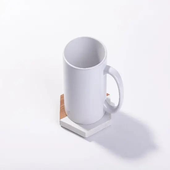 Craft Express 4 Pack Engravable Hexagonal Marble and Wood Coasters &ndash; 4" Laser-Ready {5}