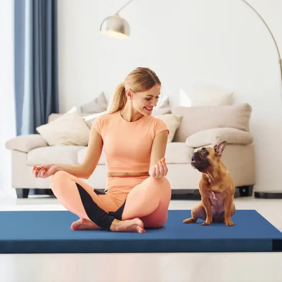 Memory Foam Outdoor Camping Mat Foldable Sleeping Pad with Waterproof Plush Cover and Carry Strap Navy {3}