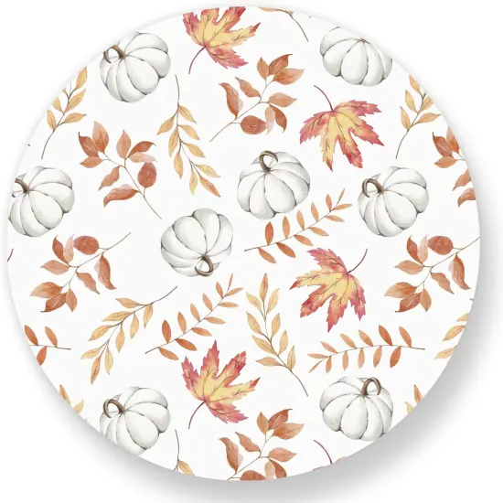 50 Sheets Fall Pumpkin Leaves Paper Placemat Orange White Round Paper Table Mat {1}