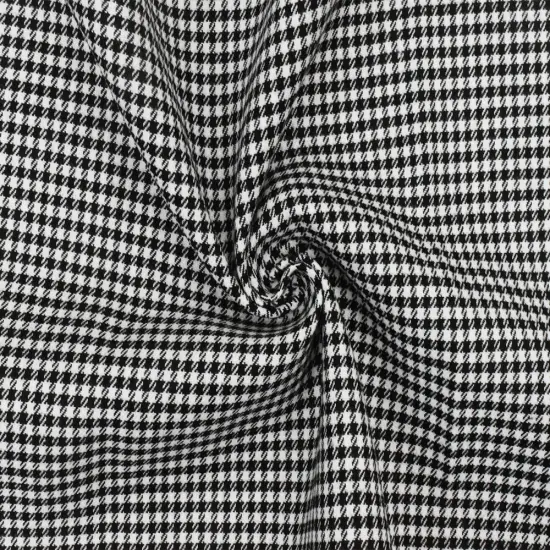 Simple Black-White Houndstooth Check Polyester Twill Woven Fabric By the Yard {3}