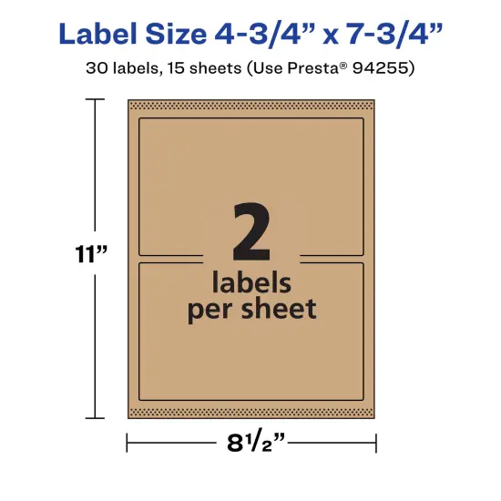 Avery Kraft Brown Rectangle Labels with Sure Feed, 4.75" x 7.75" {5}