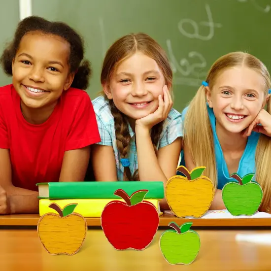 5PCS Back to School Decorations Wooden Apples Signs {5}