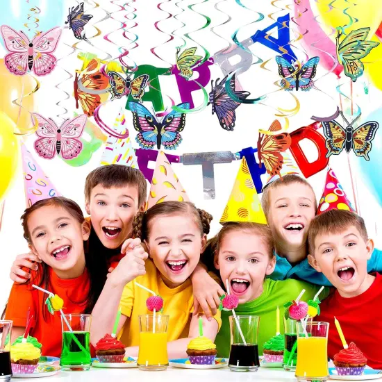 36 Pcs Spring Butterfly Hanging Swirl Decoration Party Streamer Hanging Ceiling Butterfly Decorations for Spring Summer Wedding Home Garden Girl Birthday Baby Shower Tea Party {5}